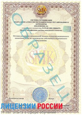 Образец сертификата соответствия (приложение) Могоча Сертификат ISO 13485